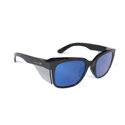 STK41N51A BOLLE STKS 410 COBALT MIRROR POLARIZED PC LENS SAFETY GLASSES AS BLACK GLOSS PC TEMPLES/FRAME