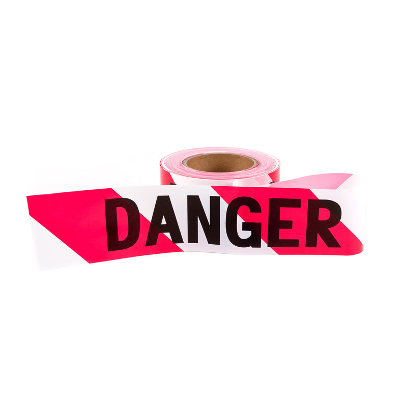 ARMOURWEAR DANGER BARRIER TAPE 100M RED/WHT 75MM WIDE  #