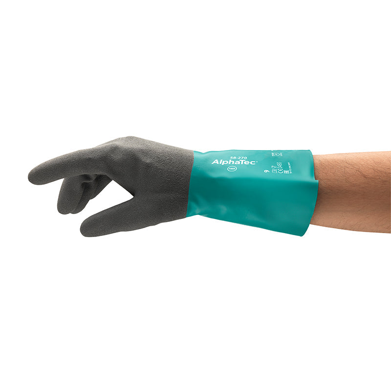 58-270 ALPHATEC CHEMICAL RESISTANT SAFETY GLOVE GRIP COATING GAUNTLET STYLE