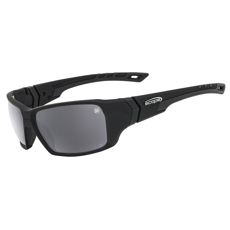 840SM SCOPE RANGER FROZEN BLACK FRAME SILVER MIRROR LENS SAFETY GLASSES