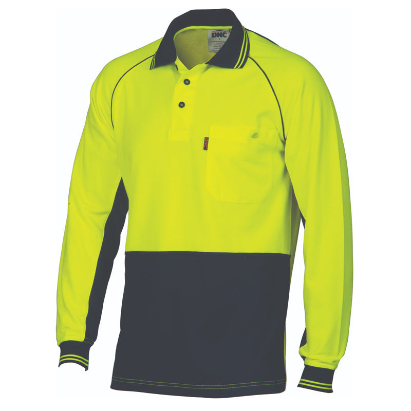 3720 2TONE COTTON BACKED L/S POLO SHIRT