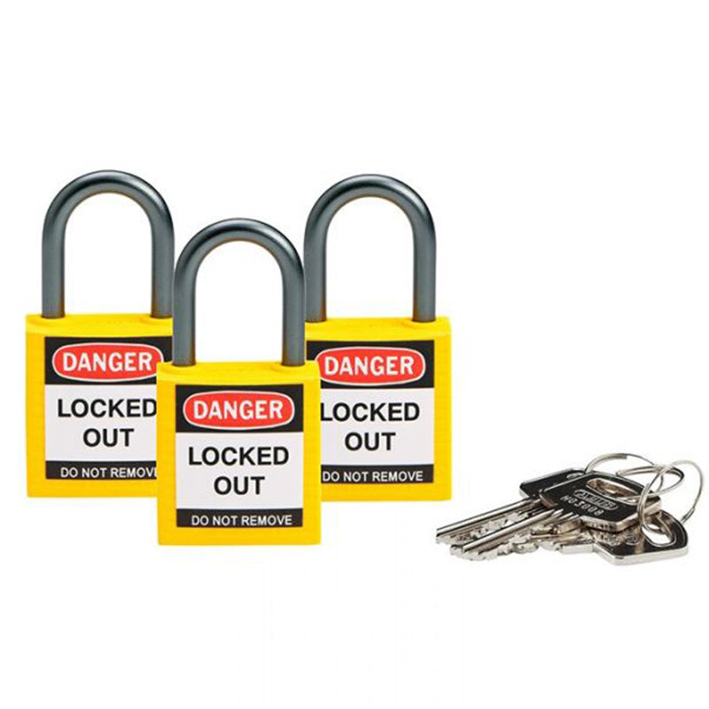 853206 KEYED ALIKE PADLOCKS PK=3 YELLOW
