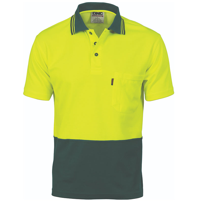 3814 185GSM COTTON BACK HIVIS 2TONE POLO S/S