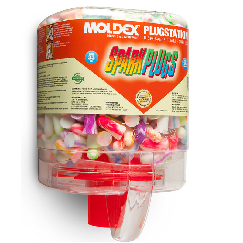 6644 MOLDEX SPARKPLUGS EARPLUGS SMALL DISPENSER 29dB CLASS 5 BX/250PR