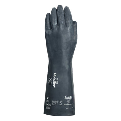 53-002 ANSELL NEOPRENE AND LAMINATE FILM CHEMICAL GAUNTLET NYLON LINER & RAISED DIAMOND GRIP GLOVE