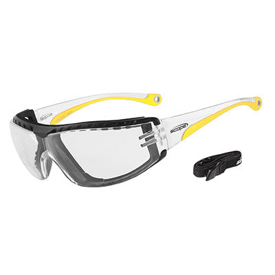 130CG-2.5 SCOPE SUPER MAXVUE CLEAR +2.5 LENS YELLOW TEMPLE SAFETY GLASSES