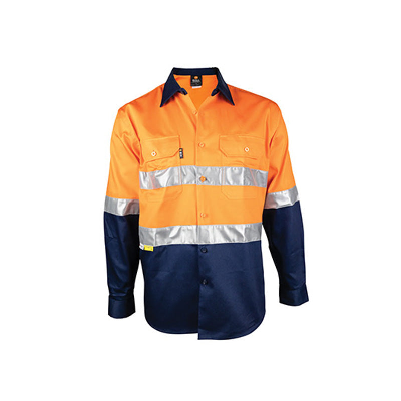 BT102 ARMOURWEAR L/S  DRILL SHIRT VENTED CW TAPE