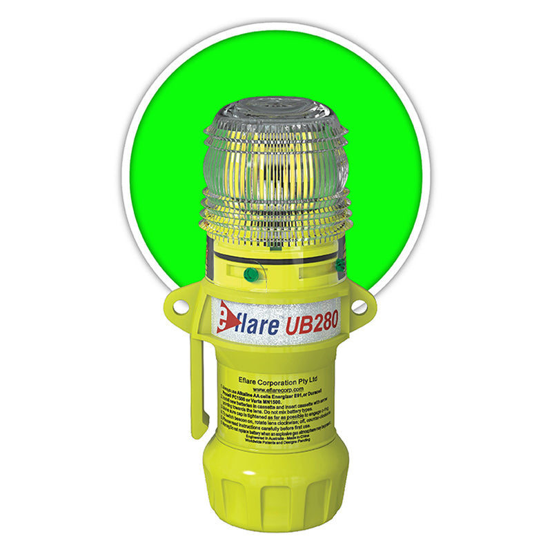 UB280G (AT280G) EFLARE BEACON STEADY ON OR FLASH GREEN 150mm
