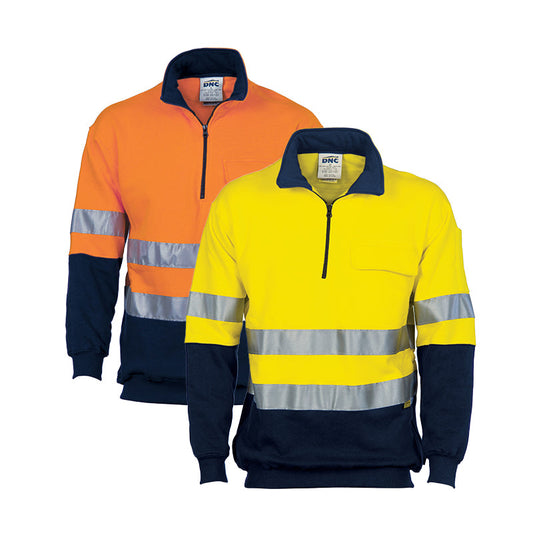 3925 DNC HI VIS 2 TONE 1/2 ZIP COTTON FLEECE WITH REFL TAPE