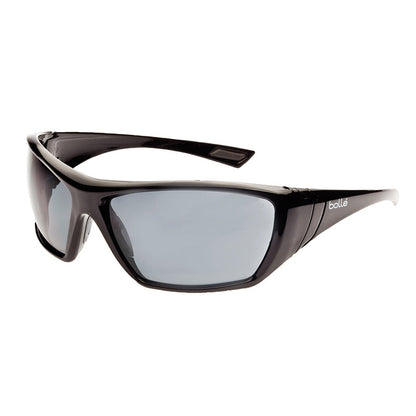 HUSTLN20A (OLD 1652602) BOLLE HUSTLER GLOSS BLACK FRAME SMOKE LENS SAFETY GLASSES