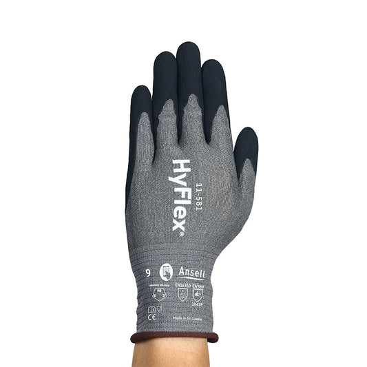 11-581 ANSELL HYFLEX CUT F INTERCEPT LINER NITRILE PALM THUMB CROTCH REINFORCEMENT GLOVE