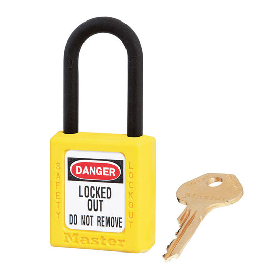 0406YLW YELLOW NON CONDUCTIVE PADLOCK KEYED DIFFERENTLY EACH