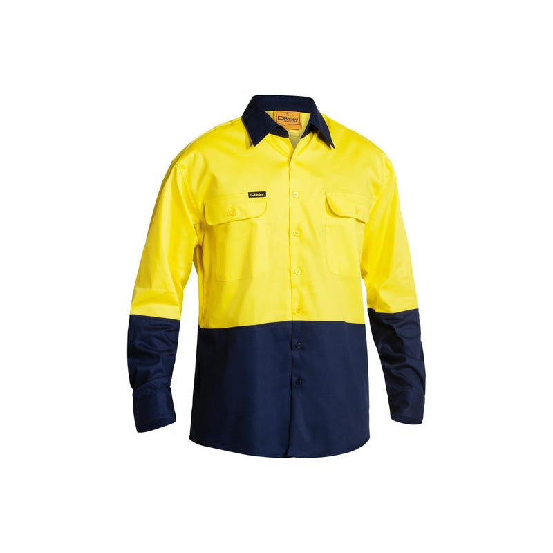 BS6267 BISLEY 2TONE HI VIZ LONG SLEEVE COTTON SHIRT