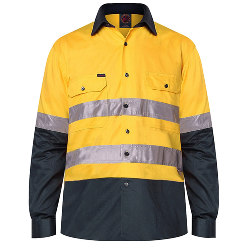RM1050R RITEMATE OPEN FRONT LONG SLEEVE TAPED SHIRT 190GSM DRILL
