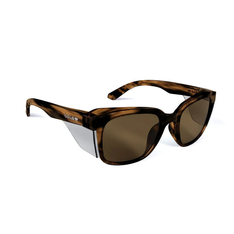 STK41N54A BOLLE STKS 410 QUARTZ POLARIZED PC LENS SAFETY GLASSES AS BROWN TORTOISE PC TEMPLES/FRAME