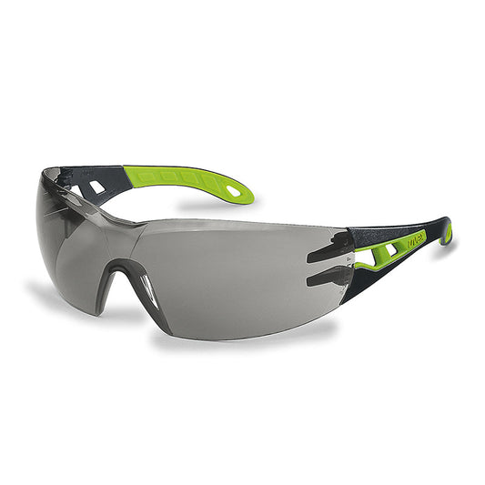 9192-304 UVEX PHEOS BLACK/GRN FRAME GREY ANTI-FOG LENS SAFETY GLASSES
