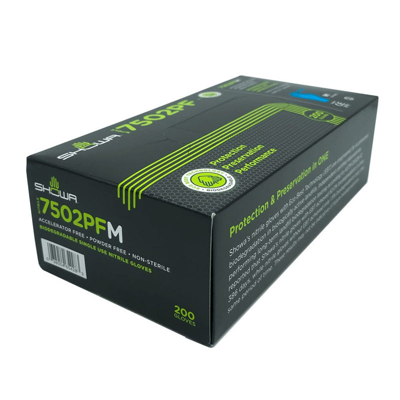 7502PFEBT SHOWA BIODEG DISP PF NITRILE GLV BX=200
