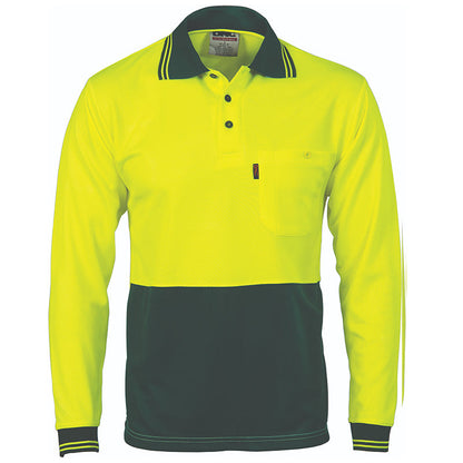 3813 DNC HI VIS 2 TONE COOL BREATHE LONG SLEEVE POLO SHIRT
