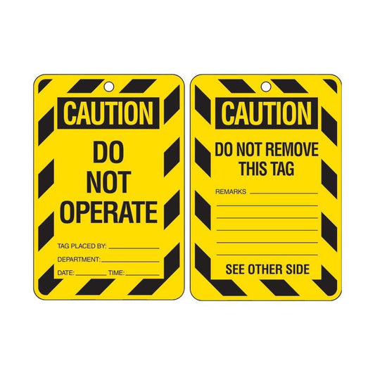 842365 BRADY CAUTION – DO NOT OPERATE TAGS CARD PK=100