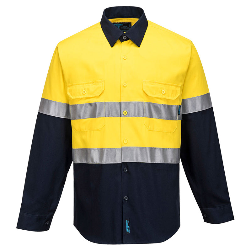MA101 L/S HIVIS DRILL SHIRT PRIME MOVER
