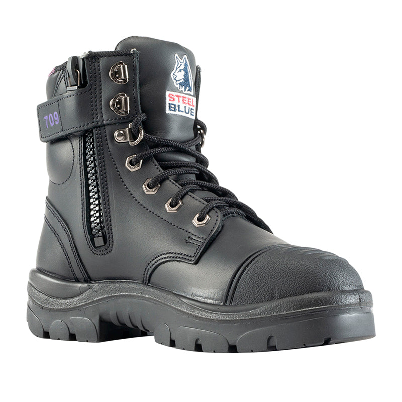 512709 STEELBLUE LADIES ARGYLE TPU SOLE ZIP SIDE BOOTS WITH SCUFF CAP
