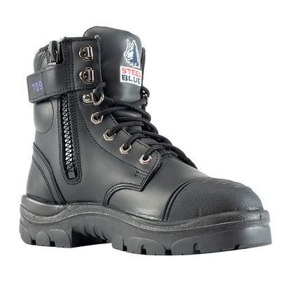 512709 STEELBLUE LADIES ARGYLE TPU SOLE ZIP SIDE BOOTS WITH SCUFF CAP