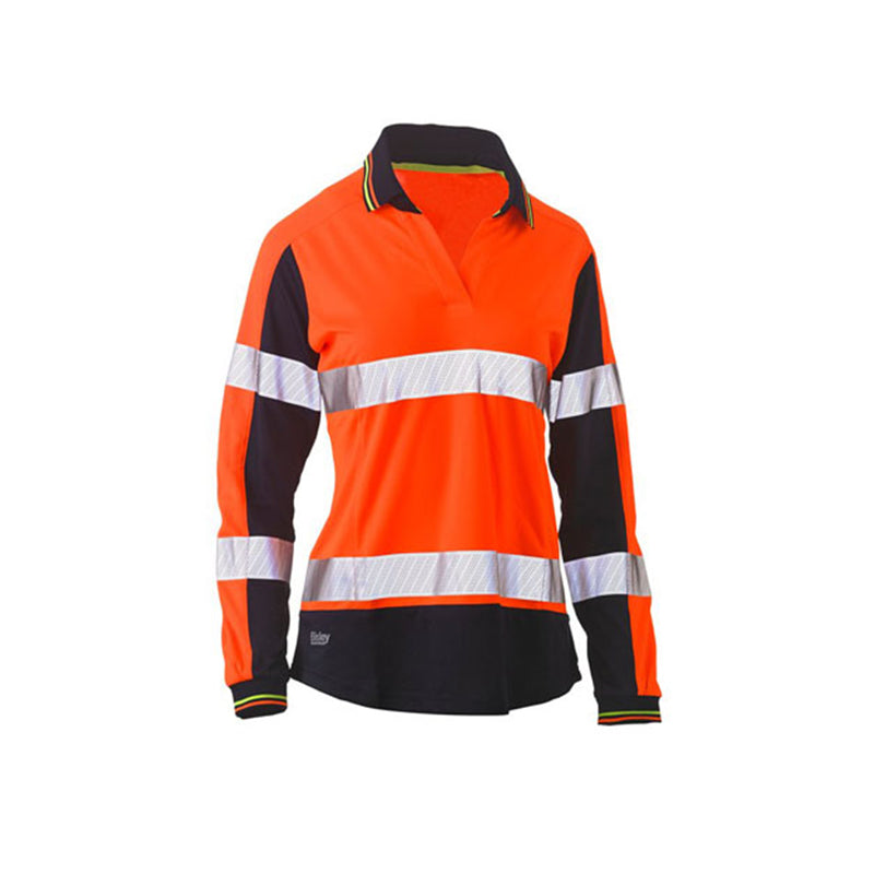 BKL6225T BISLEY LADIES HI-VIS L/S POLO + TAPE
