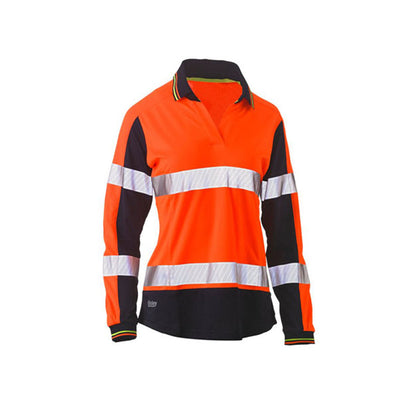 BKL6225T BISLEY LADIES HI-VIS L/S POLO + TAPE