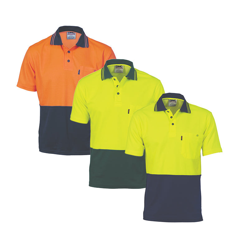 3814 185GSM COTTON BACK HIVIS 2TONE POLO S/S