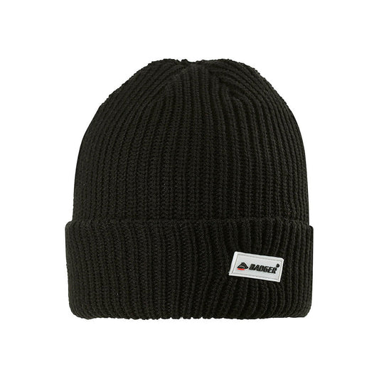 FH101B BADGER THINSULATE DOUBLE KNIT BLACK BEANIE