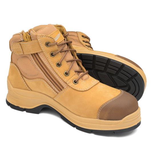 B318 BLUNDSTONE NUBUCK LEATHER LACE UP ZIP SIDE