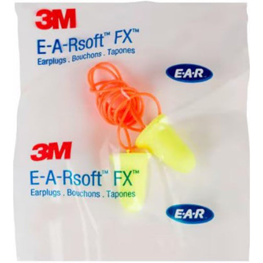 312-1260 3M EARSOFT FX CORDED EARPLUGS 26dB BELL SHAPE POLYBAG BOX200