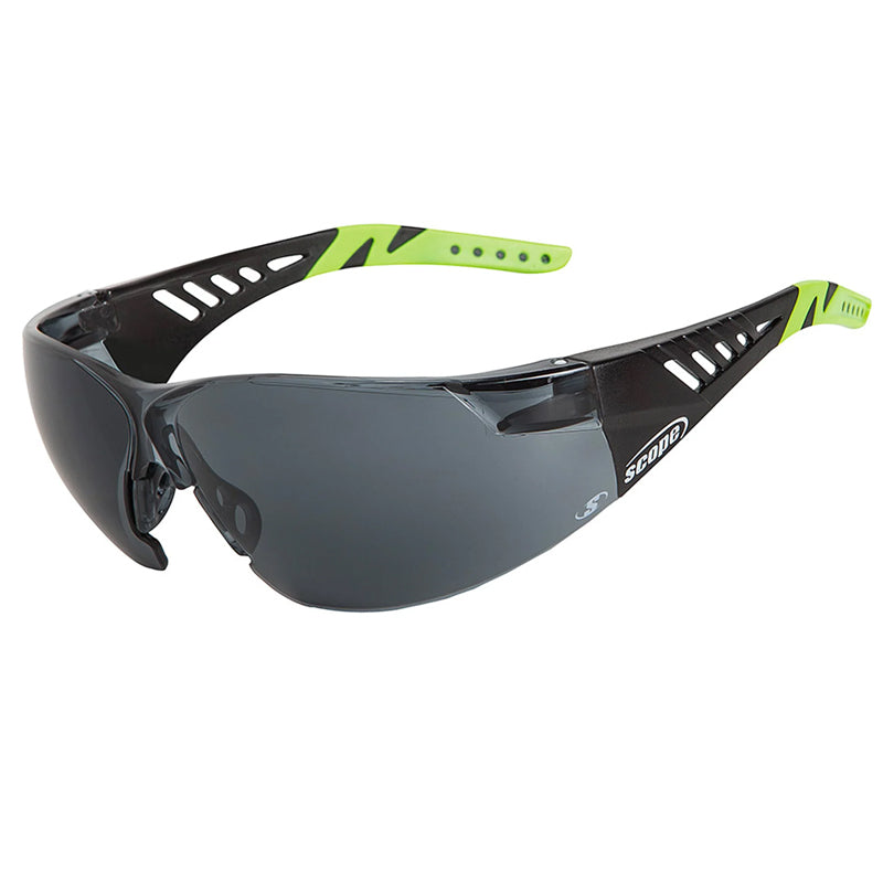 500BS SCOPE BIOSPHERE BLACK/GREEN FRAME SMOKE LENS SAFETY GLASSES