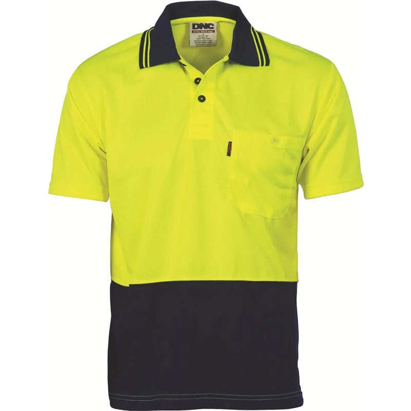 3811 DNC HI VIS 2 TONE COOL BREATHE SHORT SLEEVE POLO SHIRT