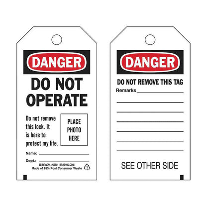 65501 BRADY DO NOT OPERATE TAG WITH PHOTO ID PK=10