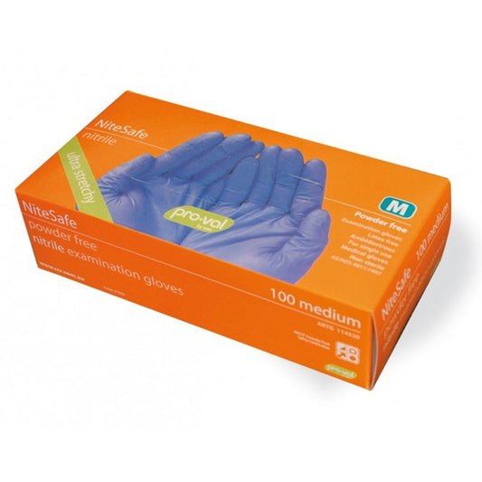 RCR NITESAFE NITRILE EXAM GLOVES BLUE BOX/100 PCS