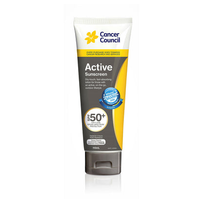 1286 CANCER COUNCIL SUNSCREEN 110ml TUBE ACTIVE SPF 50+