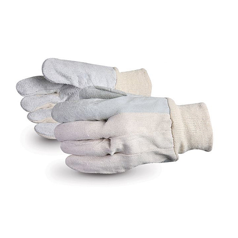 18803 GREY SPLT LTHR PALM COT BK/KN WRIST-CTN=200PR