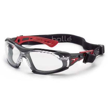 1662301FB BOLLE RUSH+ SEAL PLATINUM CLEAR LENS – GASKET/STRAP SAFETY GLASSES