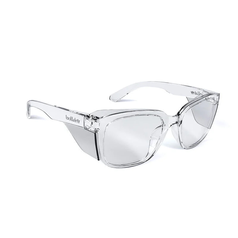 STK41N11A BOLLE STKS 410 CLEAR LENS PC SAFETY GLASSES PLATINUM ASAF CRYSTAL TEMPLES/FRAME