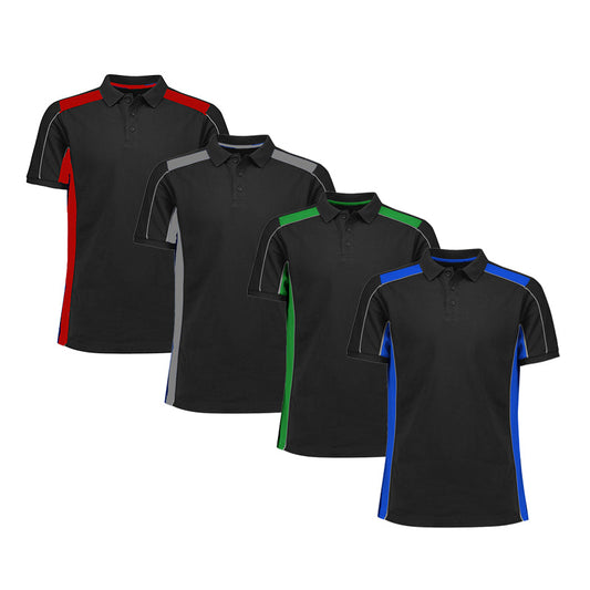 P413US FASHION BIZ UNISEX GRID SHORT SLEEVE POLO