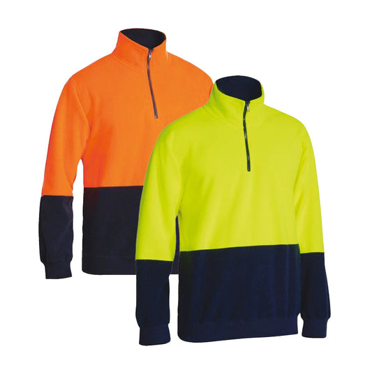 BK6889 2TONE HI VIZ 1/4 ZIP POLAR FLEECE JUMPER
