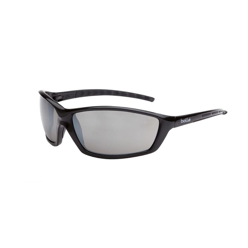1626403 BOLLE PROWLER GLOSS BLACK FRAME SILVER FLASH LENS SAFETY GLASSES